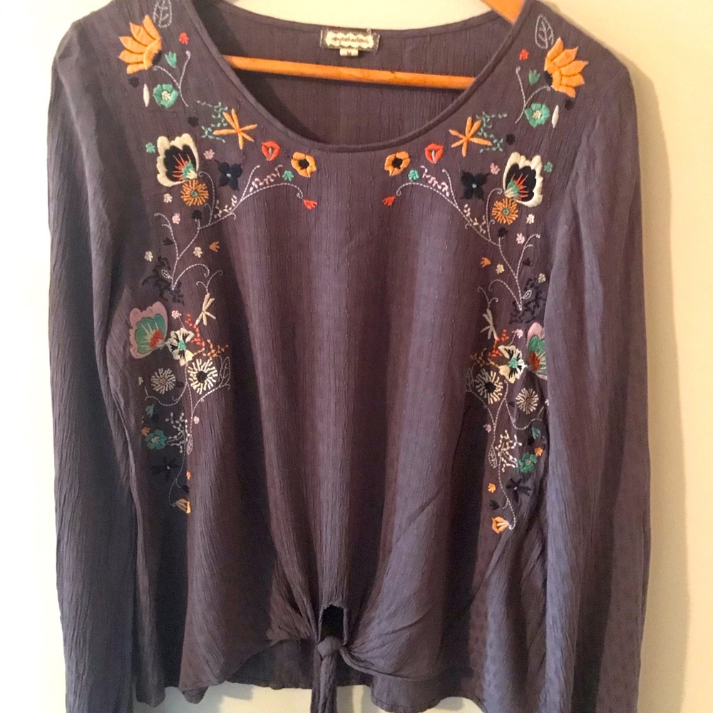 Long Sleeve Embroidered Blouse
